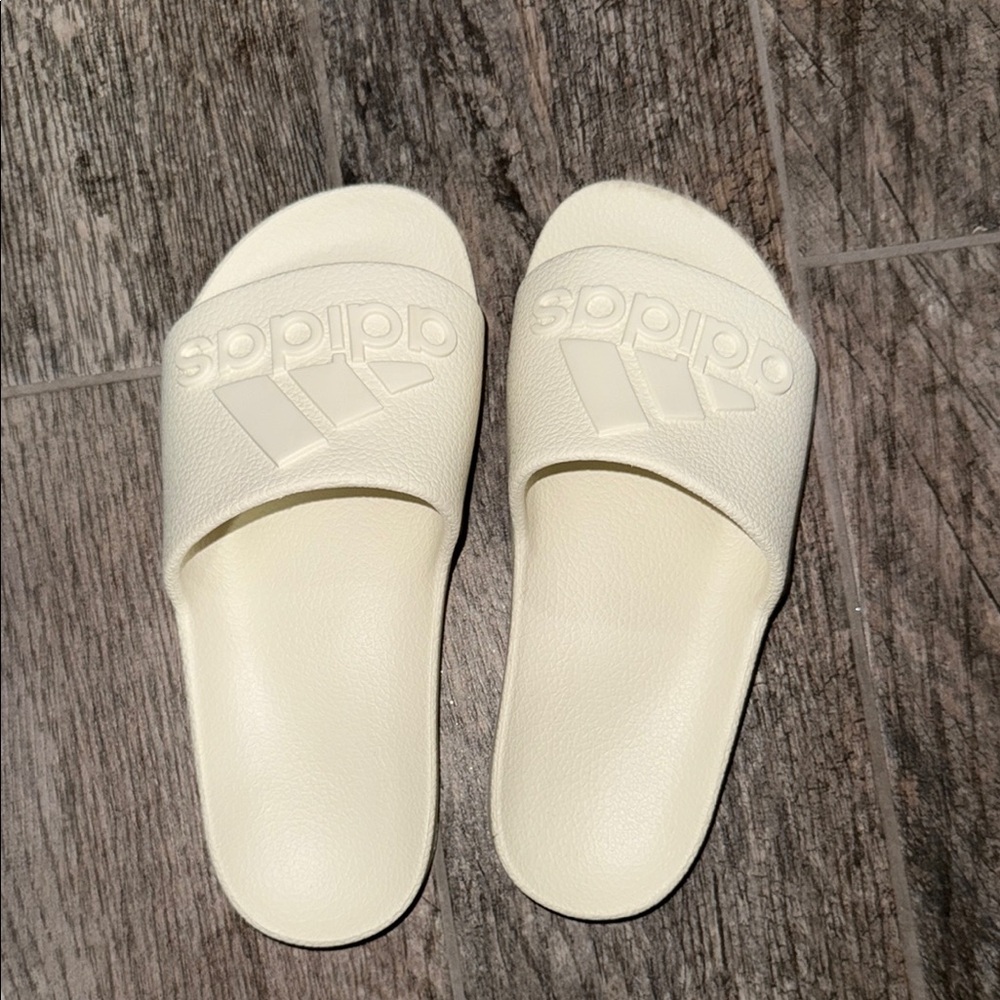 Adidas Cream Sandals with Woven Texture